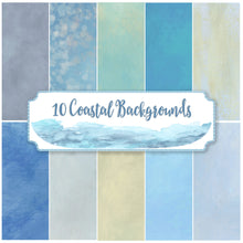 Load image into Gallery viewer, Digital watercolour Papers, Coastal Backgrounds, nautical digital sheets, coastal watercolor scrapbook pages, collage paper commercial use