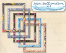 Load image into Gallery viewer, Floral Digital Frames, Abstract Wood Frames, Transparent PNG, 5 Rectangle, 5 Square, Pattern Frames Borders, Instant Download, Frame Clipart