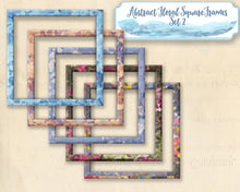 Load image into Gallery viewer, Floral Digital Frames, Abstract Wood Frames, Transparent PNG, 5 Rectangle, 5 Square, Pattern Frames Borders, Instant Download, Frame Clipart