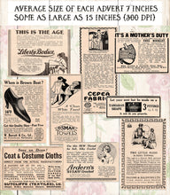 Load image into Gallery viewer, Vintage Clothing Advertisements - British newspaper adverts. Commercial use ephemera for scrapbooking etc.