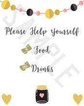 Load image into Gallery viewer, Girly food drinks table sign