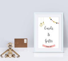 Load image into Gallery viewer, An Elegant GIFT TABLE Sign, for either Baby Shower or Wedding. Instant download with shades of pink, gold and black.