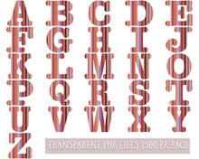 Load image into Gallery viewer, Alphabet Clip Art, Striped Letters, Numbers clip art, Candy Stripe Alphabet letters, numbers clip art, Transparent Clip Art, BUJO Numbers