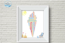 Load image into Gallery viewer, Custom Ice cream Word Art, custom summer word cloud art, custom word cloud, custom holiday printable, digital wall decor
