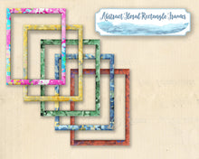 Load image into Gallery viewer, Digital Floral Borders, Abstract Wood Frames, Transparent PNG, 5 Rectangle, 5 Square Pattern Frames Borders, Instant Download, Frame Clipart