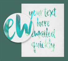 Load image into Gallery viewer, Personalised PRINTABLE Watercolour Word Art. Jade green & leaf green digital, customised with words of your choice.