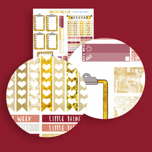 Load image into Gallery viewer, Unique Happy Planner gratitude kit with touches of gold leaf effect. Instant download planner stickers.