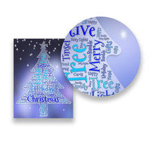 Load image into Gallery viewer, Custom Christmas Tree Shaped Word Cloud - holiday personalised text art emailed or printed and posted