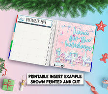 Load image into Gallery viewer, Christmas Planner Dashboard featuring gorgeous pink and baby blue Holiday houses decor - A 7 x 9 inch instant download