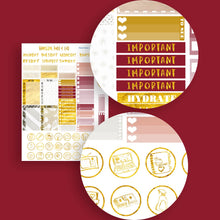 Load image into Gallery viewer, Unique Happy Planner gratitude kit with touches of gold leaf effect. Instant download planner stickers.