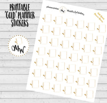 Load image into Gallery viewer, Gold Planner Stickers,  PRINTABLE Planning Stickers, Mini Gold Erin Condren, Stickers of Mini Planner, Gold Spiral Planner, Free Cut File