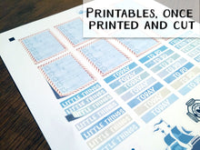 Load image into Gallery viewer, Printable Nautical Planner Kit to fit Erin Condren Lifeplanner. Coastal theme of blues and sand. Download now, print and cut