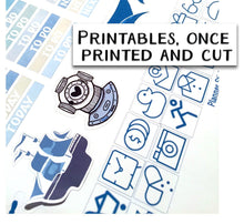 Load image into Gallery viewer, Printable Nautical Planner Kit to fit Erin Condren Lifeplanner. Coastal theme of blues and sand. Download now, print and cut