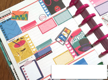 Load image into Gallery viewer, Retro Music Themed Vertical Planner Kit - Choose from Happy Planner or Erin Condren Sizes. Brightly coloured stickers with a disco theme.