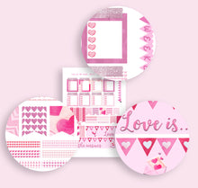 Load image into Gallery viewer, Printable Valentine Vertical Sticker Kit in Gorgeous Pinks - sized for Erin Condren Planner. Download now for print and cut