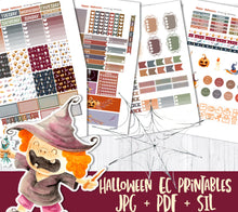 Load image into Gallery viewer, EC Halloween Planner Sticker Kit, ECLP Weekly Stickers, Erin Condren vertical, PRINTABLE Planner Stickers, Life Planner, Fall Kit, Cut File