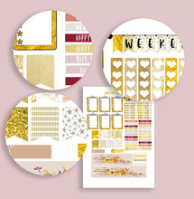 Load image into Gallery viewer, Unique Planner Kit for Thanksgiving. Vertical stickers sized for Erin Condren. Touches of gold leaf effect. Printable Instant download