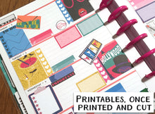 Load image into Gallery viewer, A printable vertical planner kit decorated with a retro, pop music theme - These stickers are perfect for you if you like bright colours.