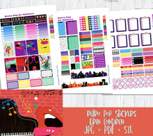 Load image into Gallery viewer, A printable vertical planner kit decorated with a retro, pop music theme - These stickers are perfect for you if you like bright colours.