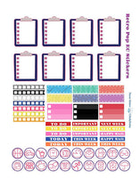 Load image into Gallery viewer, A printable vertical planner kit decorated with a retro, pop music theme - These stickers are perfect for you if you like bright colours.