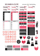 Load image into Gallery viewer, A cute printable vertical planner kit in Red and Black - Instant download with free cut files