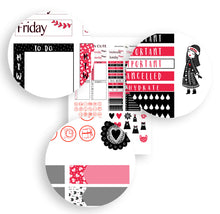 Load image into Gallery viewer, A cute printable vertical planner kit in Red and Black - Instant download with free cut files