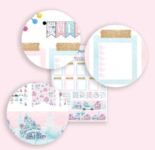 Load image into Gallery viewer, Pink Christmas Sticker Kit for Vertical Planner - Original handmade stickers in pink and baby blue. From the UK