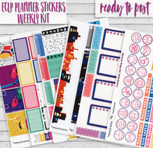 Load image into Gallery viewer, Retro Music Themed Vertical Planner Kit - Choose from Happy Planner or Erin Condren Sizes. Brightly coloured stickers with a disco theme.