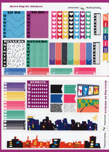 Load image into Gallery viewer, Retro Music Themed Vertical Planner Kit - Choose from Happy Planner or Erin Condren Sizes. Brightly coloured stickers with a disco theme.