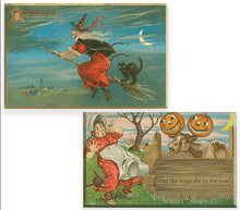 Load image into Gallery viewer, Halloween Vintage Die-Cuts or PRINTABLE Stickers, ECLP Full Boxes Vintage Stickers, Witch Broom Die-Cuts,Printable die-Cuts, Free Cut File