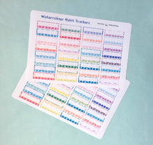 Load image into Gallery viewer, Multicoloured Habit Trackers. Planner Stickers in rainbow colours. Handmade in the UK