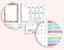Load image into Gallery viewer, Mason Jars Weekly Sticker Kit to fit Erin Condren Lifeplanner. Pastel coloured florals and hand-doodled icons.
