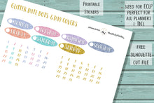 Load image into Gallery viewer, Printable Day Covers and Date Dots with a gorgeous faux glitter effect - Download and print now