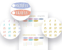 Load image into Gallery viewer, Printable Day Covers and Date Dots with a gorgeous faux glitter effect - Download and print now