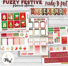 Load image into Gallery viewer, Vertical Christmas Sticker Kit - 'FUZZY FESTIVE', designed with a FELT like textured effect background