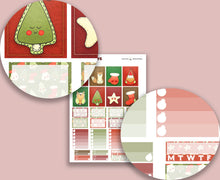 Load image into Gallery viewer, Vertical Christmas Sticker Kit - 'FUZZY FESTIVE', designed with a FELT like textured effect background