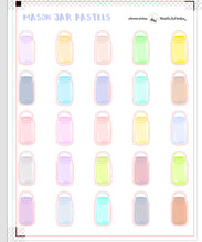 Load image into Gallery viewer, Mason Jar Stickers | Pastel Planner Stickers | Mason Jars PRINTABLE Stickers | Mason Jar Die-Cuts | Planner Deco Stickers | ECLP Mambi HP