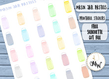 Load image into Gallery viewer, Mason Jar Stickers | Pastel Planner Stickers | Mason Jars PRINTABLE Stickers | Mason Jar Die-Cuts | Planner Deco Stickers | ECLP Mambi HP