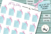 Load image into Gallery viewer, Printable Watercolour Stickers | Ribbon Bow Gift Tag Stickers | Polka Dot Gift Tags | Gift Tag Stickers Pink Bow | Printable Gift Stickers