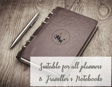 Load image into Gallery viewer, Neutral Planner Stickers - Scallop edged event stickers in shades of grey and black - 38mm width mono stickers. Handmade in the UK