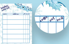 Load image into Gallery viewer, Christmas Organiser Lists Stationery Set with blue florals - For planner or file, ready to download now