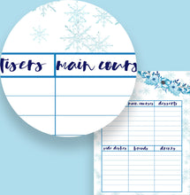Load image into Gallery viewer, Christmas Organiser Lists Stationery Set with blue florals - For planner or file, ready to download now
