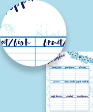 Load image into Gallery viewer, Christmas Organiser Lists Stationery Set with blue florals - For planner or file, ready to download now