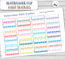 Load image into Gallery viewer, Multicoloured Habit Trackers. Planner Stickers in rainbow colours. Handmade in the UK