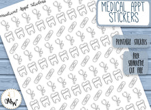 Load image into Gallery viewer, Doctor Dentist Hospital Stickers | Medical Appt PRINTABLE Stickers | Functional Planner Stickers | Medical Reminders | Appointment Stickers