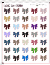 Load image into Gallery viewer, Bow Shaped Planner Stickers | Faux Fabric Bows  | Fabric Bow Stickers | Bow Deco Stickers | PRINTABLE Planner Stickers | Bow Sticker Sheet