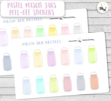 Load image into Gallery viewer, Mini Mason Jars Stickers | Pastel Mason Jars Sticker Sheet | Bullet journal deco sheet stickers | Handmade Scrapbooking Stickers UK