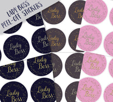 Load image into Gallery viewer, LADY BOSS Stickers | Girl Boss Labels | Branding Stickers Labels | Pink & Gold Silver Stickers | Female Business Stickers | Packing Labels