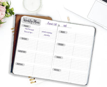 Load image into Gallery viewer, Week to A Page Printable Diary Sheets for The Foxy Fix or similar Traveller's Notebooks.Two sizes of A6 and B6, each with covers.