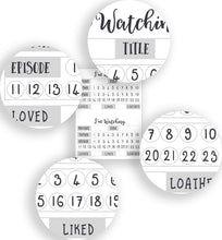 Load image into Gallery viewer, TV Show Tracker and Program Viewing Guide for Travelers Notebook - A6 & B6 (Foxy Fix No's 3 & 5 ) TN printable inserts for instant download